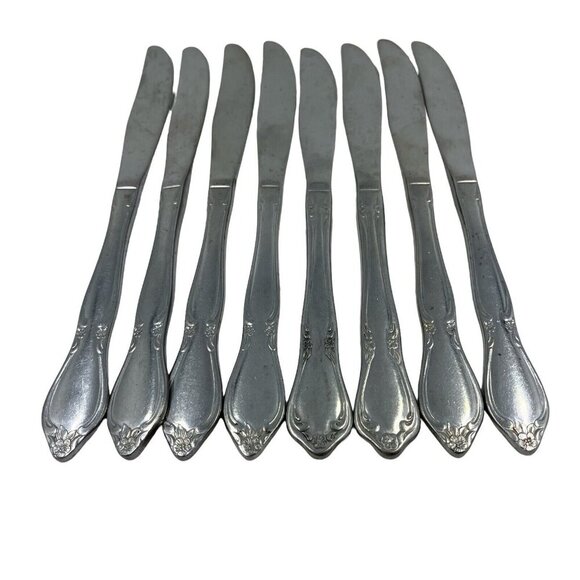 Oneida Community Chatelaine Stainless Flatware Dinner Knife Lot Of 8 Solid‎ Hand - Picture 2 of 4